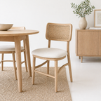 Pack de 2 Sillas de Estilo Natural con Respaldo Tejido y Asiento Acolchado