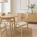 Pack de 2 Sillas de Estilo Natural con Respaldo Tejido y Asiento Acolchado