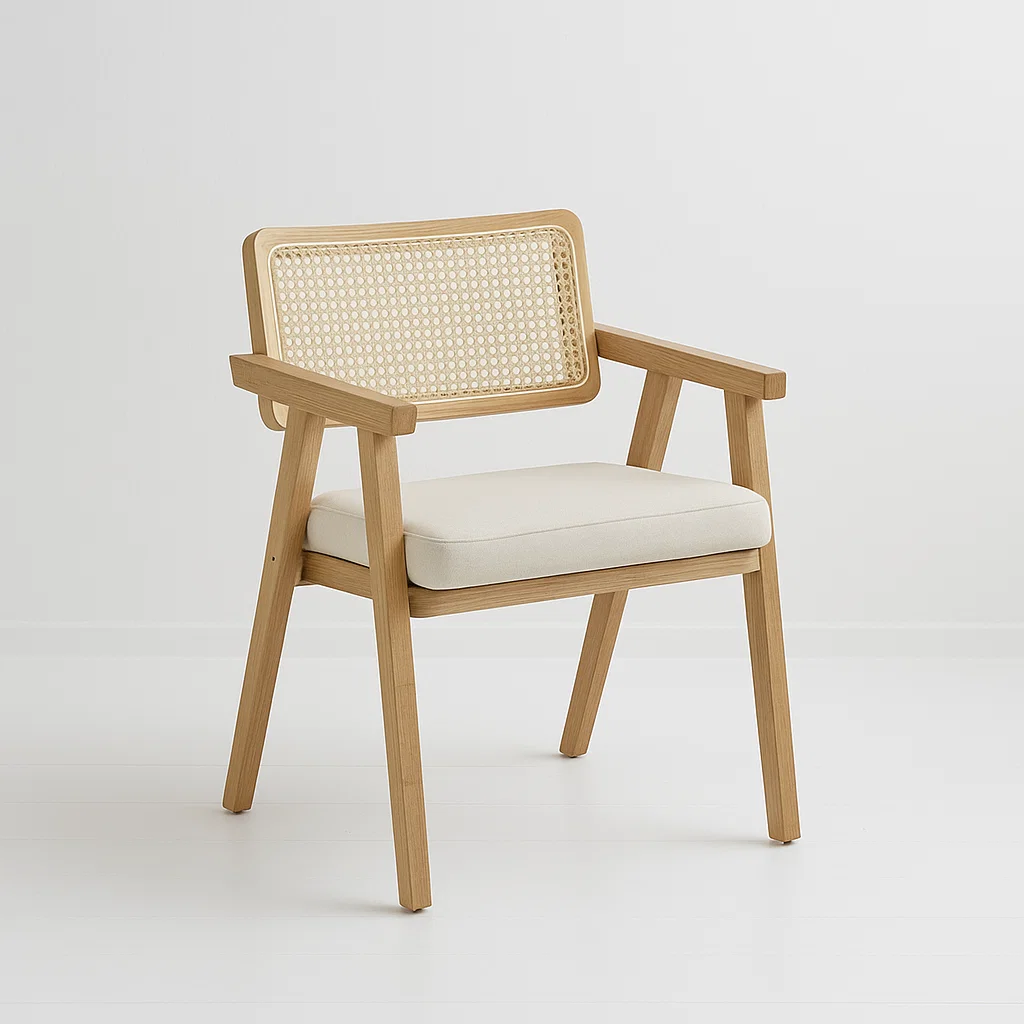 Pack de 2 Sitiales Acolchado Chandigarh Butaca Rattan - Madera