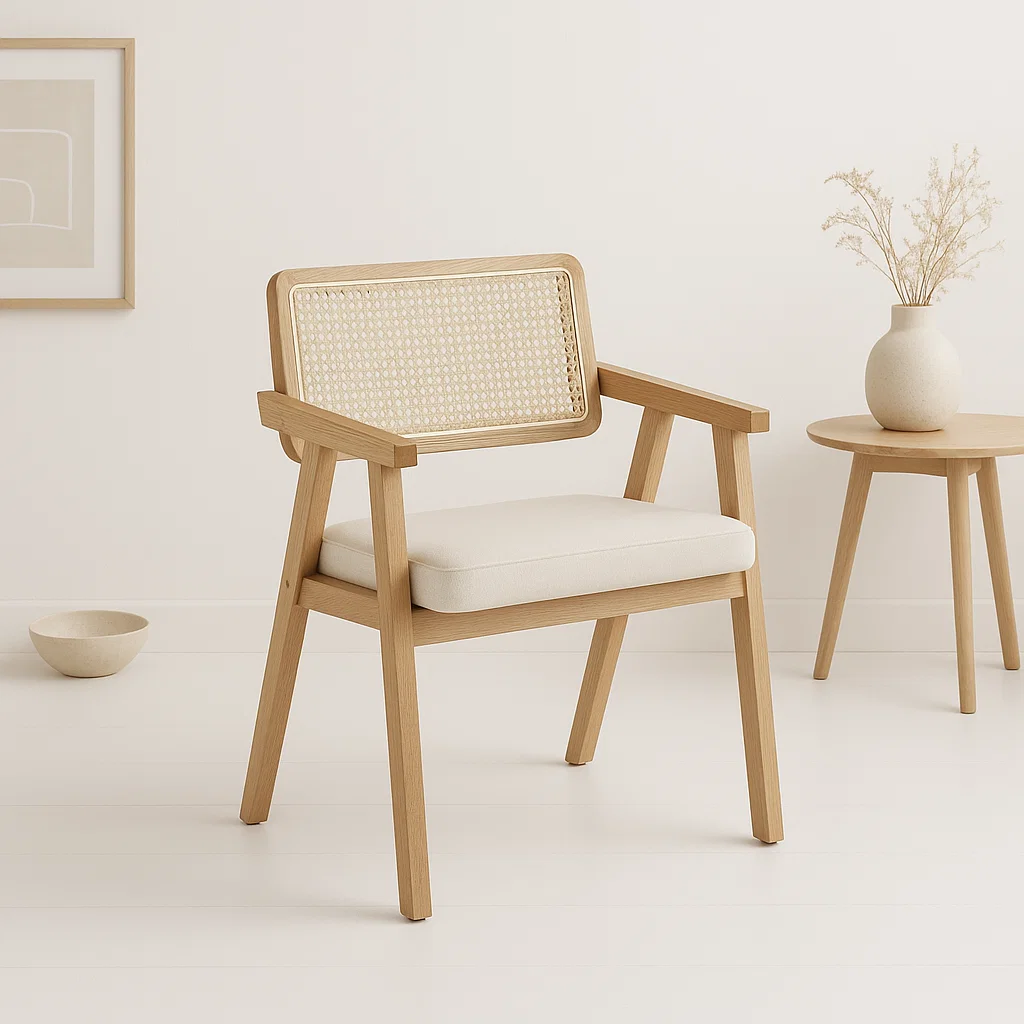 Pack de 2 Sitiales Acolchado Chandigarh Butaca Rattan - Madera