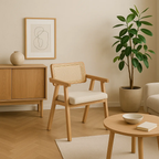 Pack de 2 Sitiales Acolchado Chandigarh Butaca Rattan - Madera