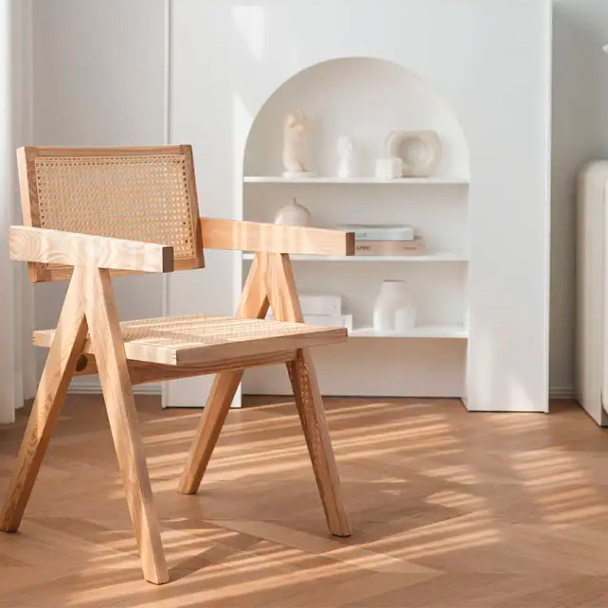 Silla Chandigarh Madera y Rattan - Natural