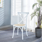 Silla Crossback Madera y Rattan - Blanca