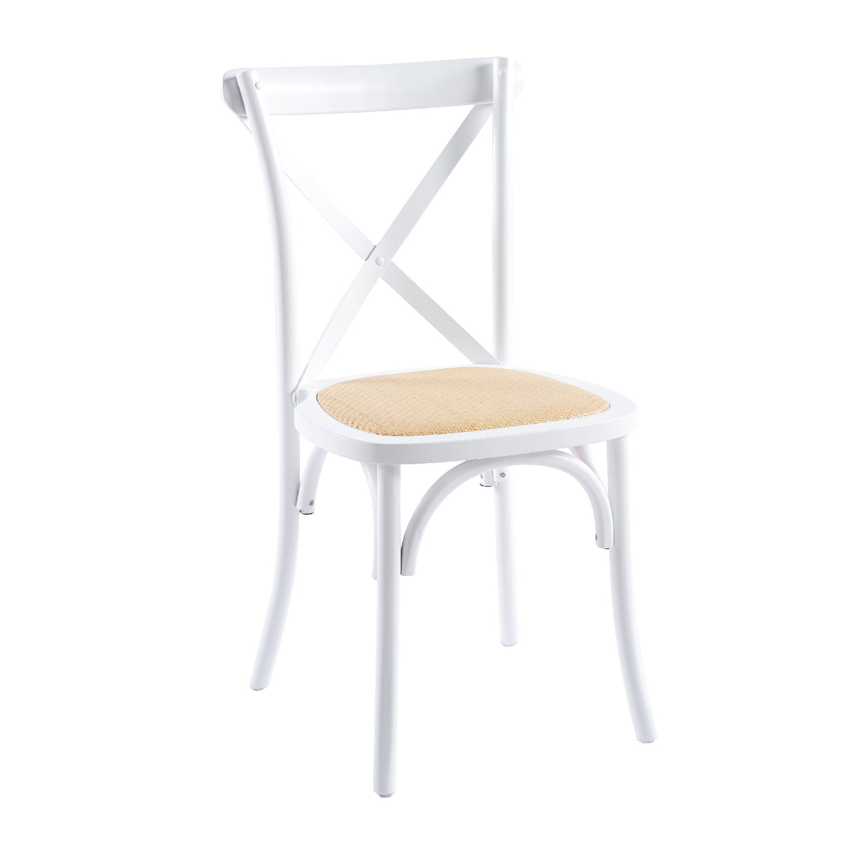 Silla Crossback Madera y Rattan - Blanca