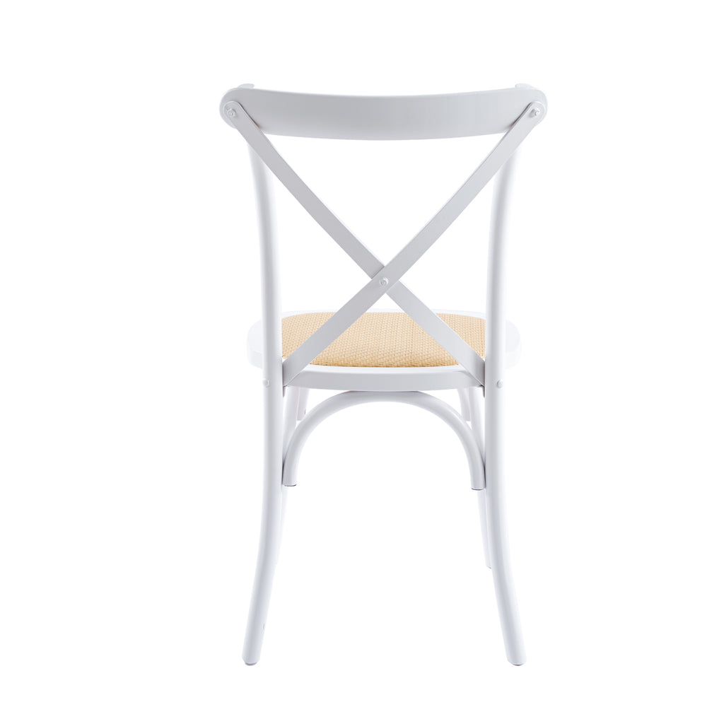 Silla Crossback Madera y Rattan - Blanca