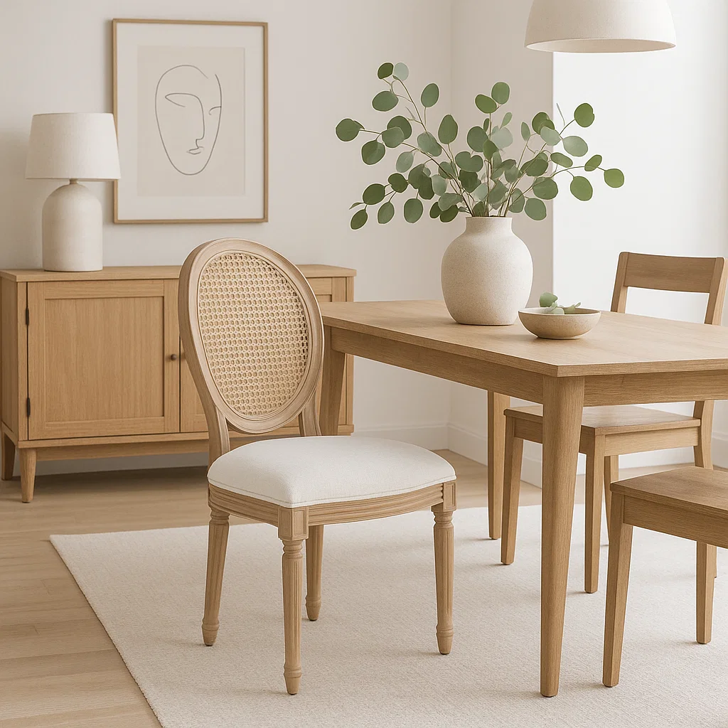 Pack de 2 Sillas de Comedor Madera Acolchada Luis XV