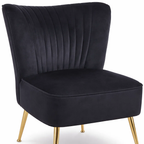 Sillón Glamour Noir con Patas Doradas - Negro