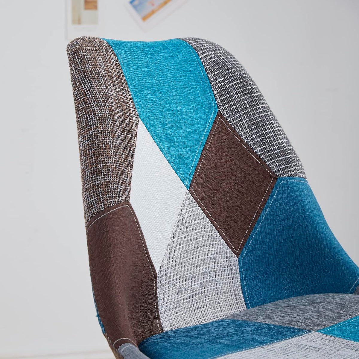 Pack de 4 Sillas Eames Patchwork Wood - Celeste