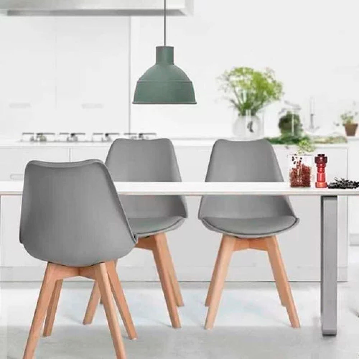 Pack de 4 Sillas Tulip Acolchada - Gris