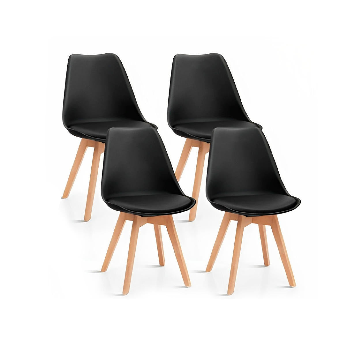 Pack de 4 Sillas Tulip Acolchada - Negra