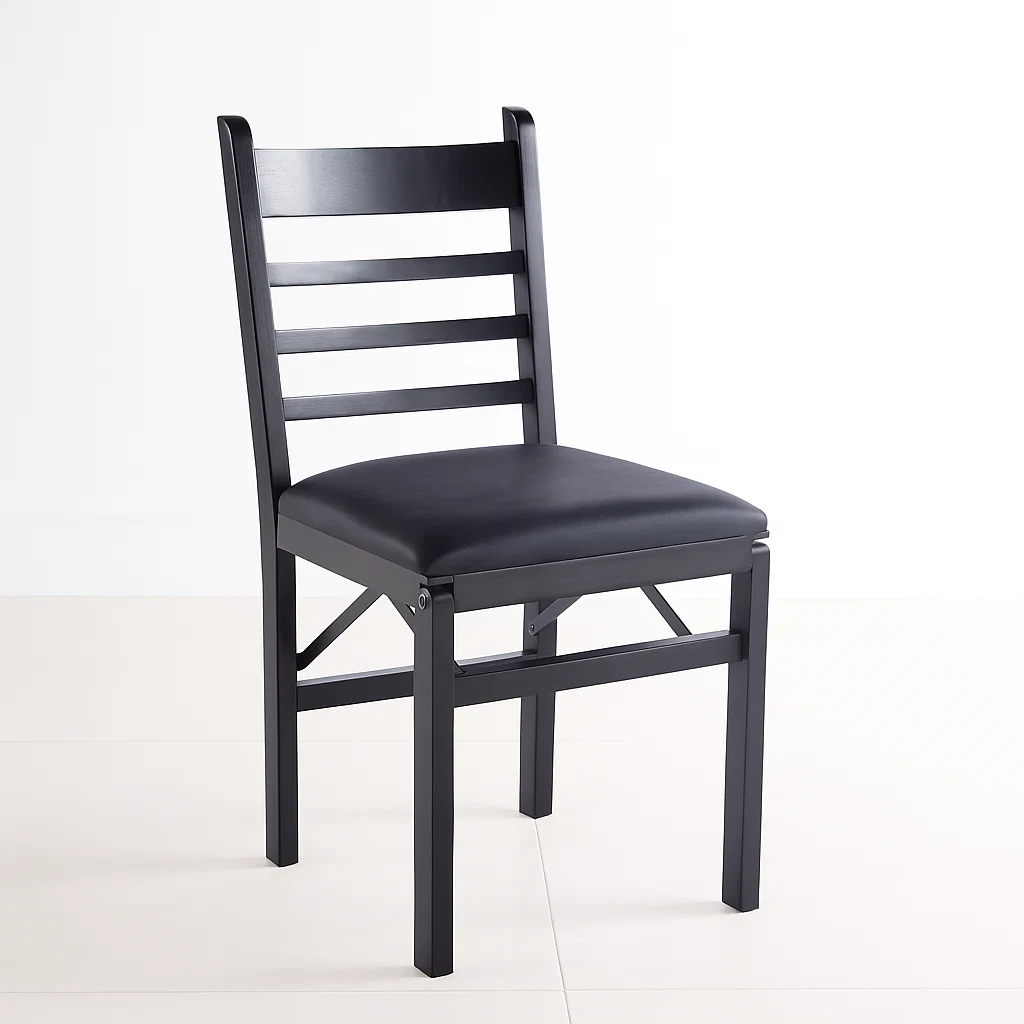 Pack de 2 Sillas Industrial Plegable con Marco Negro y Tapizado Sintético
