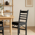 Pack de 2 Sillas Industrial Plegable con Marco Negro y Tapizado Sintético