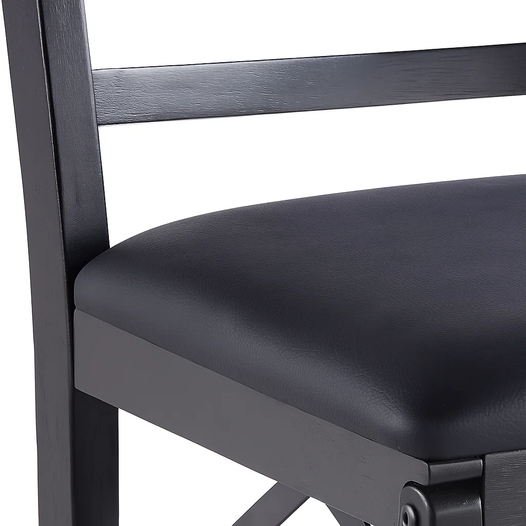 Pack de 2 Sillas Industrial Plegable con Marco Negro y Tapizado Sintético