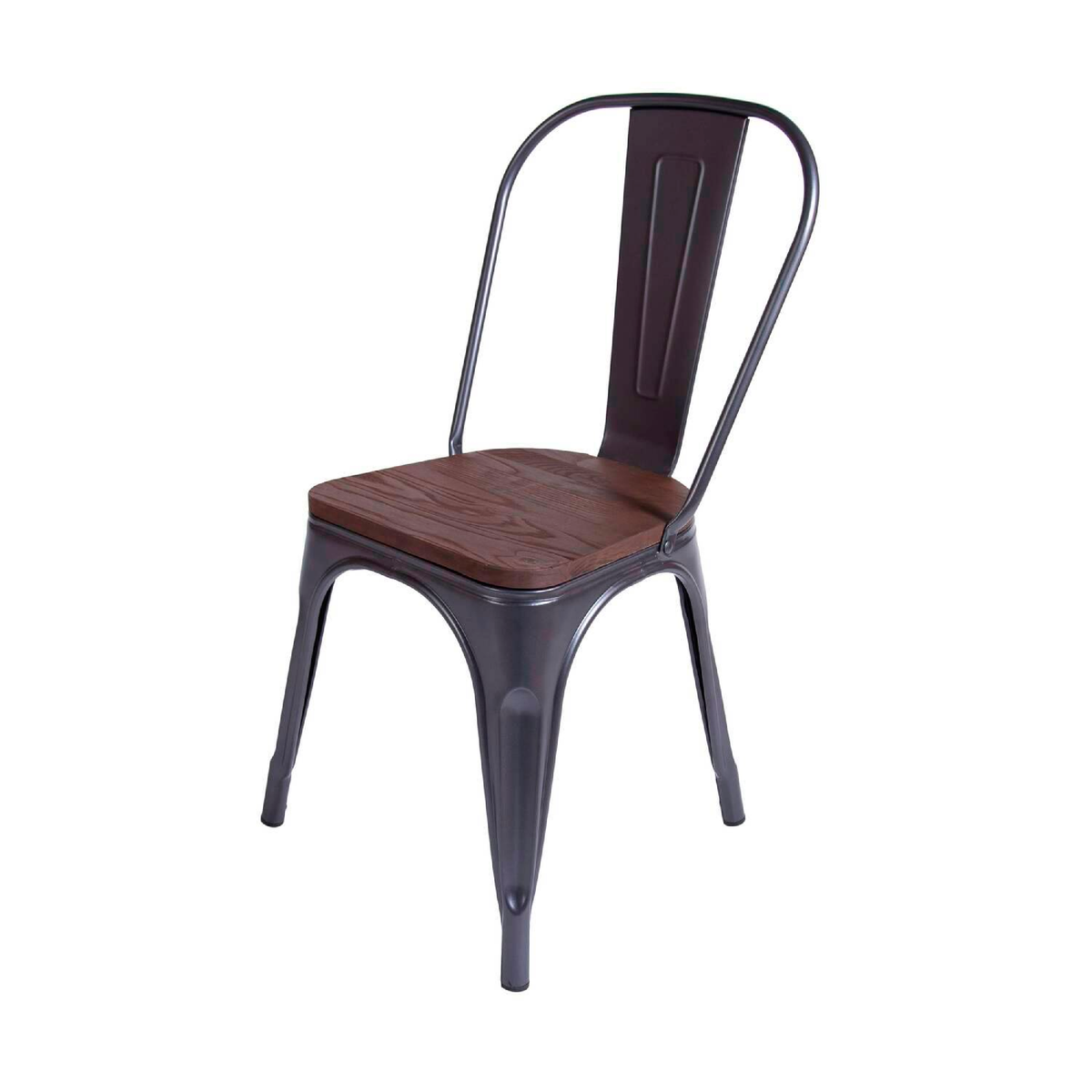 Silla Tólix Asiento de Madera Oscuro - Negra