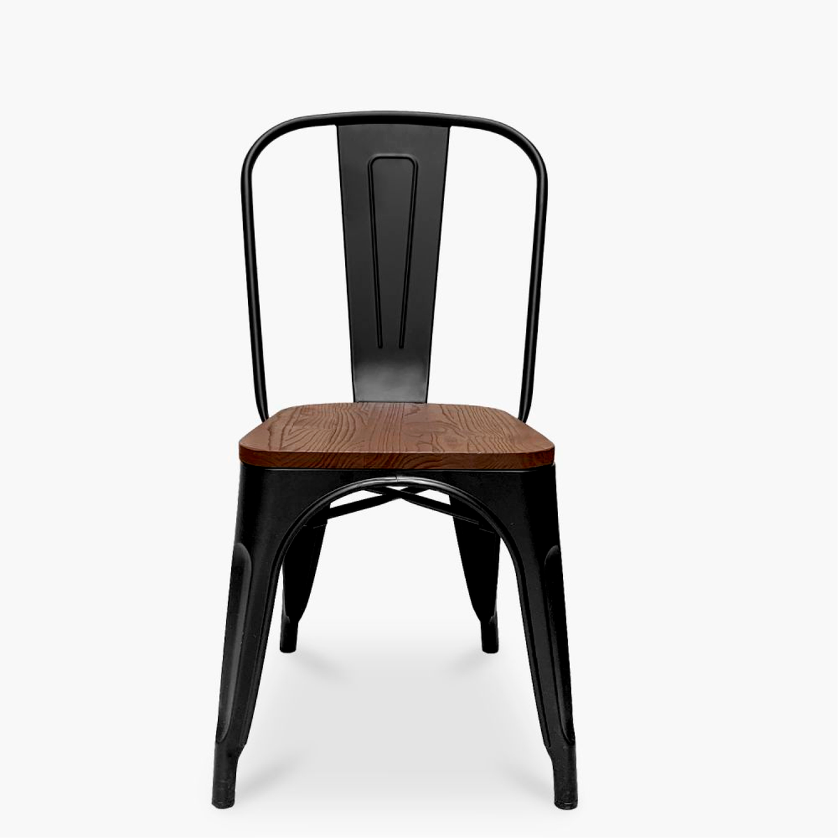 Silla Tólix Asiento de Madera Oscuro - Negra