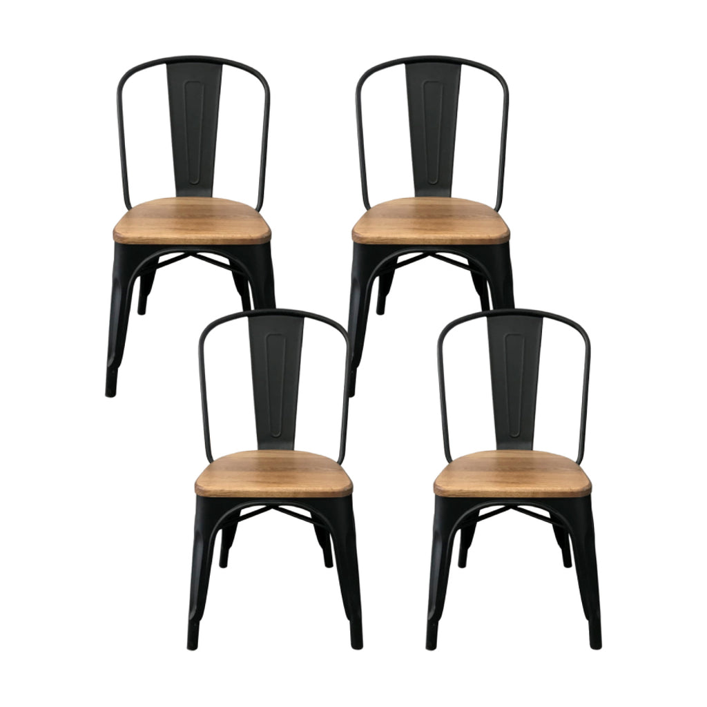 Silla Tólix Asiento de Madera Clara - Negra