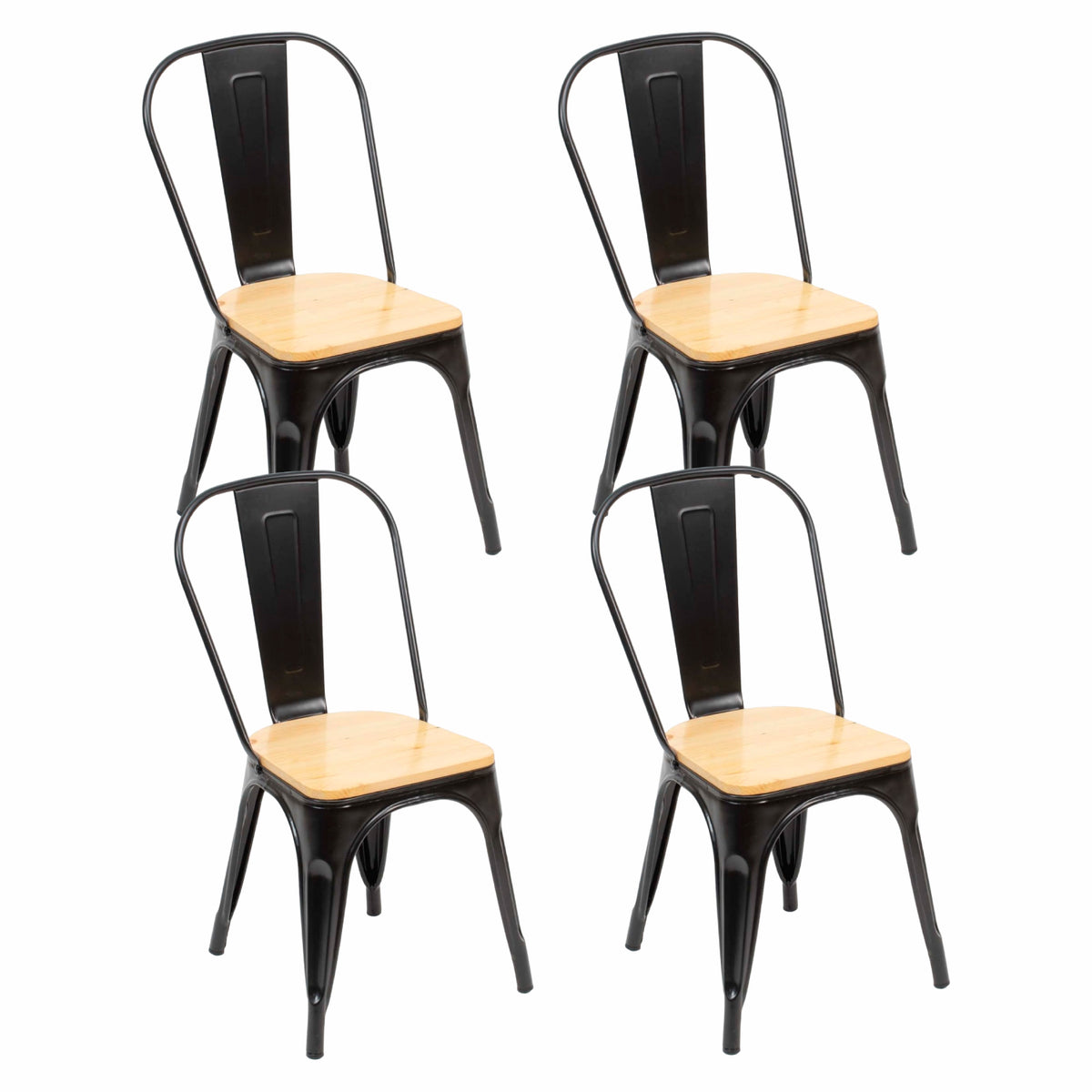 Silla Tólix Asiento de Madera Clara - Negra