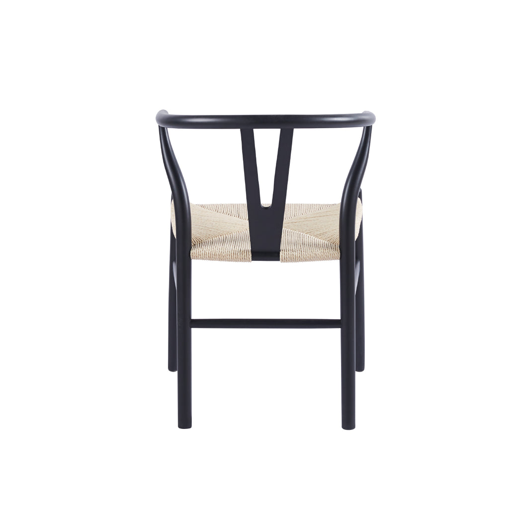 Pack de 2 Sillas Wishbone Madera e Hilo de Cuerda - Negra