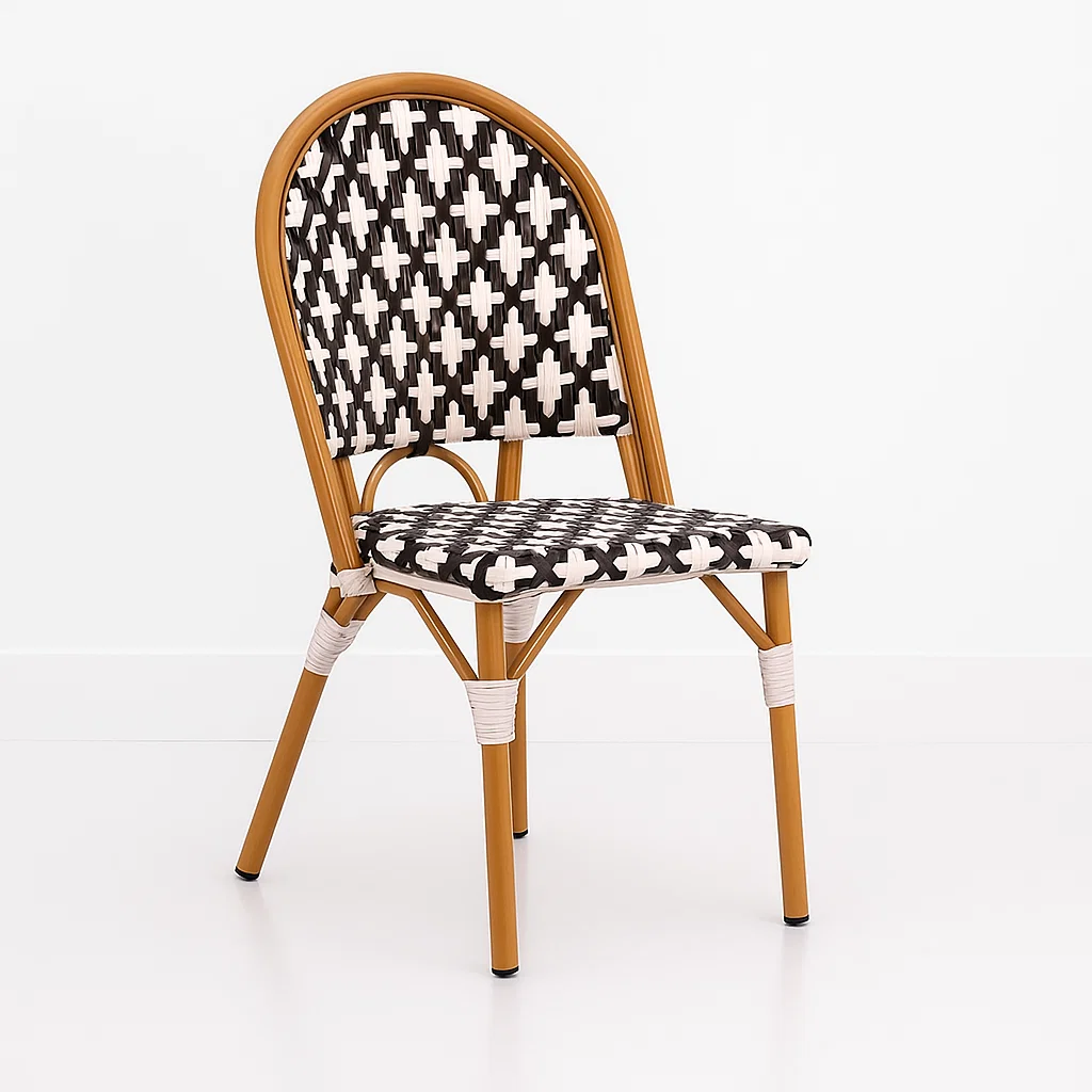 Silla de Jardín Parisina con Diseño Geométrico Trenzado
