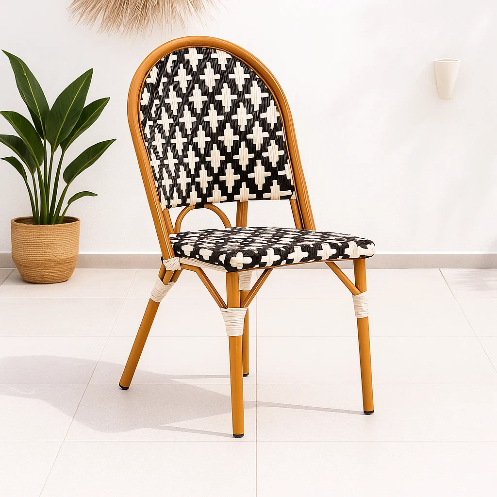 Silla de Jardín Parisina con Diseño Geométrico Trenzado