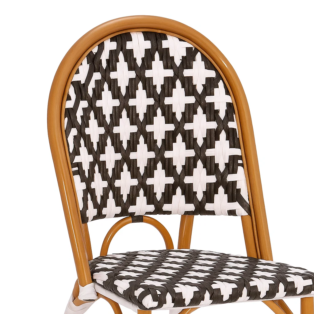 Silla de Jardín Parisina con Diseño Geométrico Trenzado