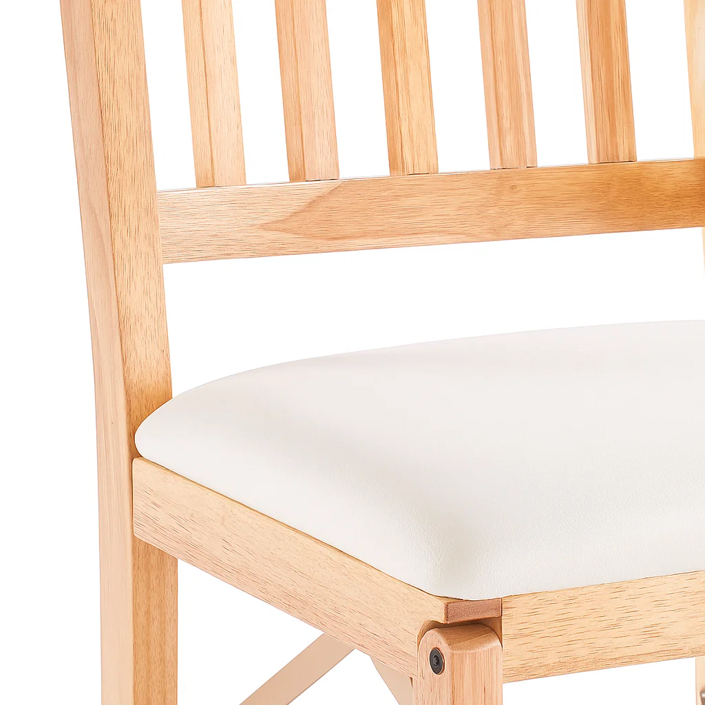 Pack de 2 Sillas Moderna Plegable de Madera Clara con Tapizado Neutro
