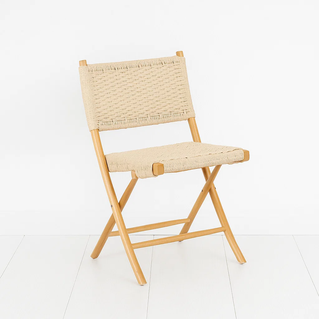 Silla Nido Plegable de Madera Rattan Natural