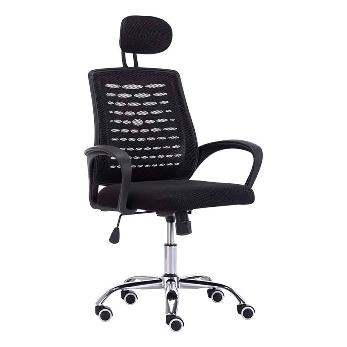 Silla oficina simply mesh negra con apoyabrazos y cabeza