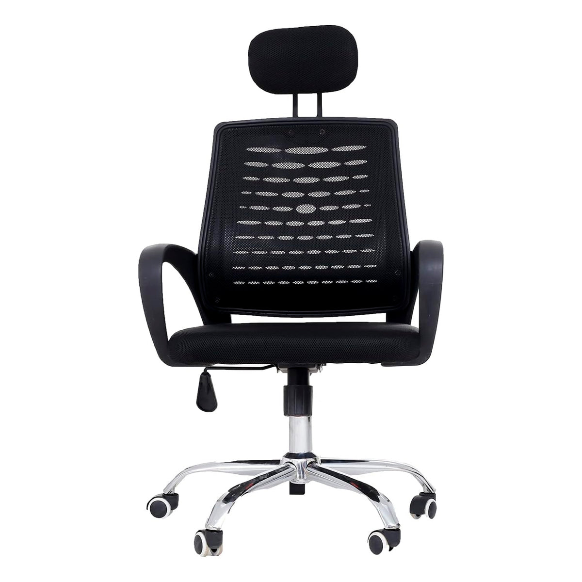 Silla oficina simply mesh negra con apoyabrazos y cabeza