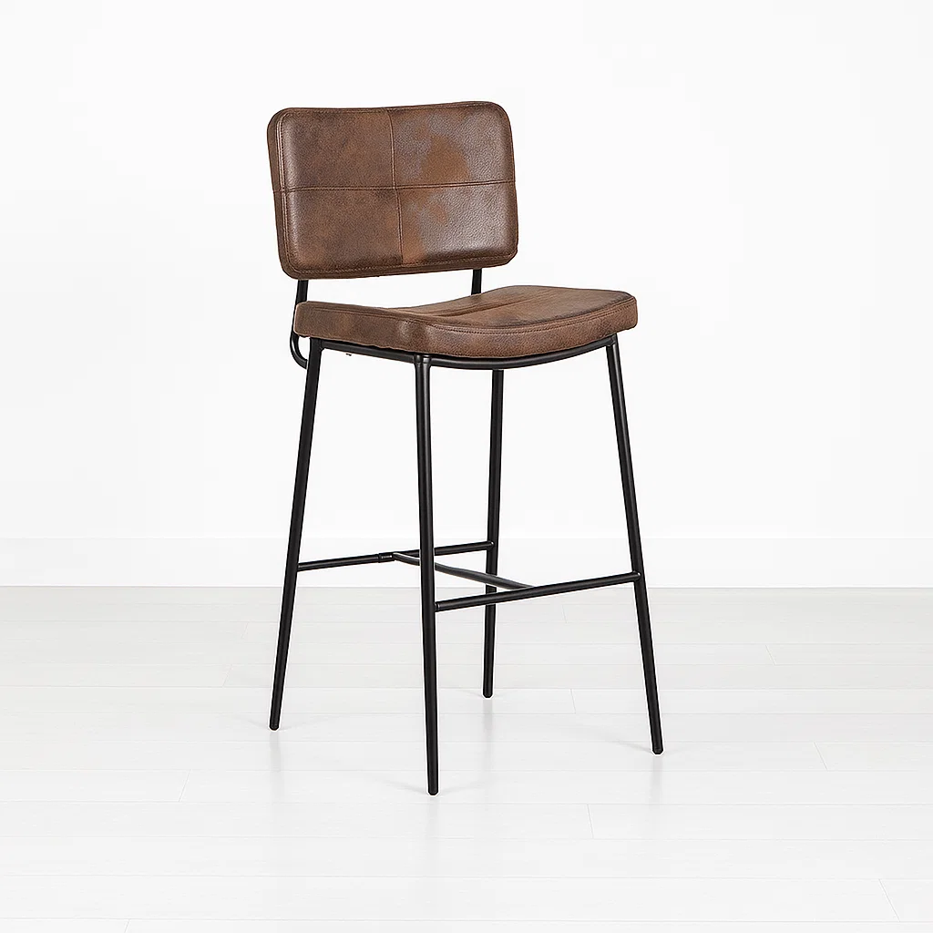 Pack de 2 Taburetes Alto Bronx Café Vintage con Patas Metálicas Negras