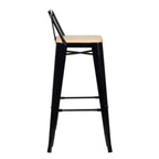 Pack de 4 Taburetes Tólix Alto 77 cms - Negro con asiento de Madera Clara