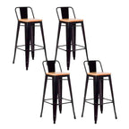 Pack de 4 Taburetes Tólix Alto 77 cms - Negro con asiento de Madera Clara