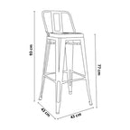 Taburete Tólix Alto 77 cms - Negro con asiento de Madera Oscura