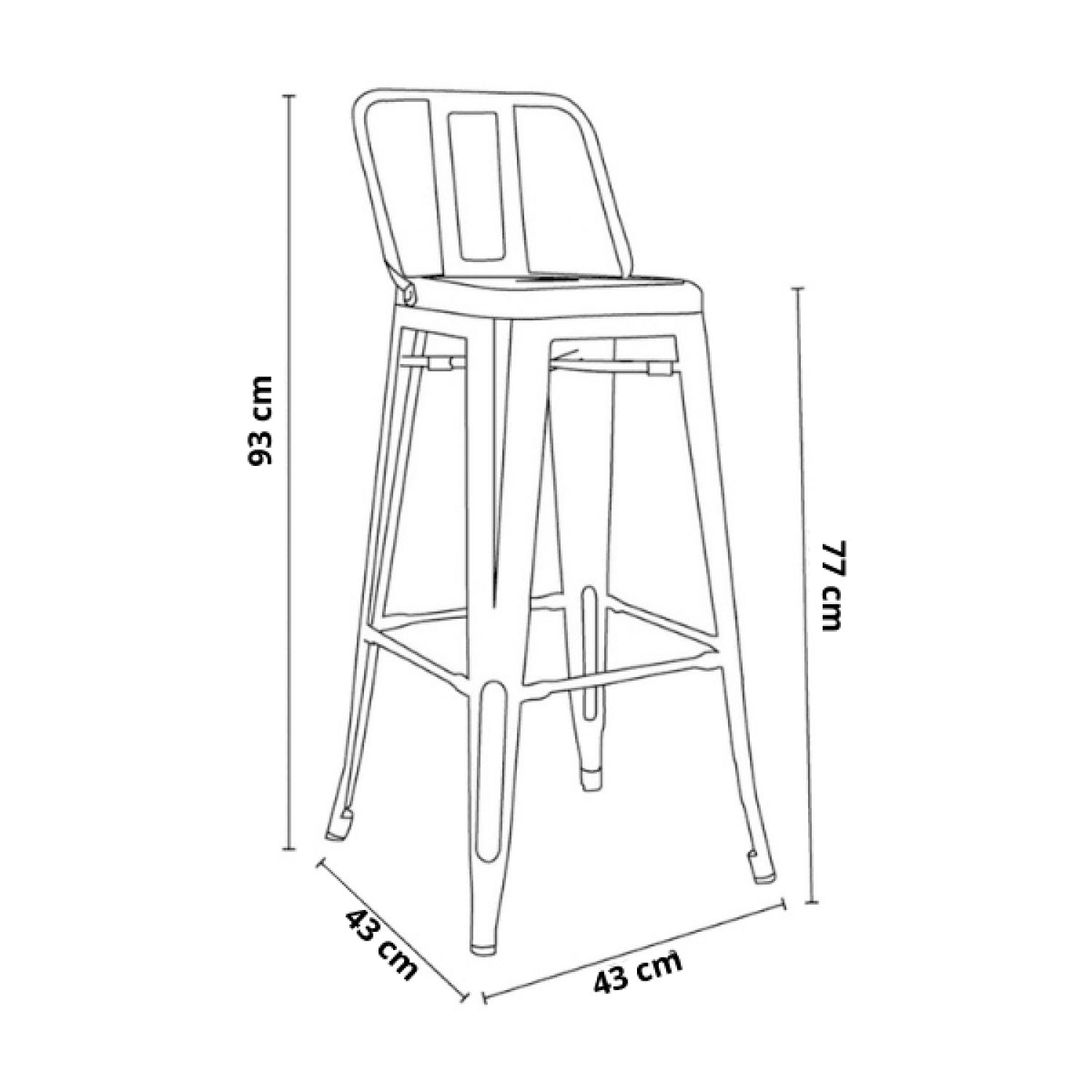 Taburete Tólix Alto 77 cms - Negro con asiento de Madera Oscura
