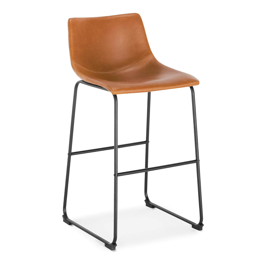 Pack de 2 Taburetes de bar Burgos de cuero y metal industrial