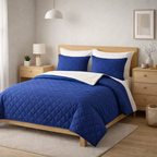 Quilt Velvet Termico Sherpa Azul 2Plazas