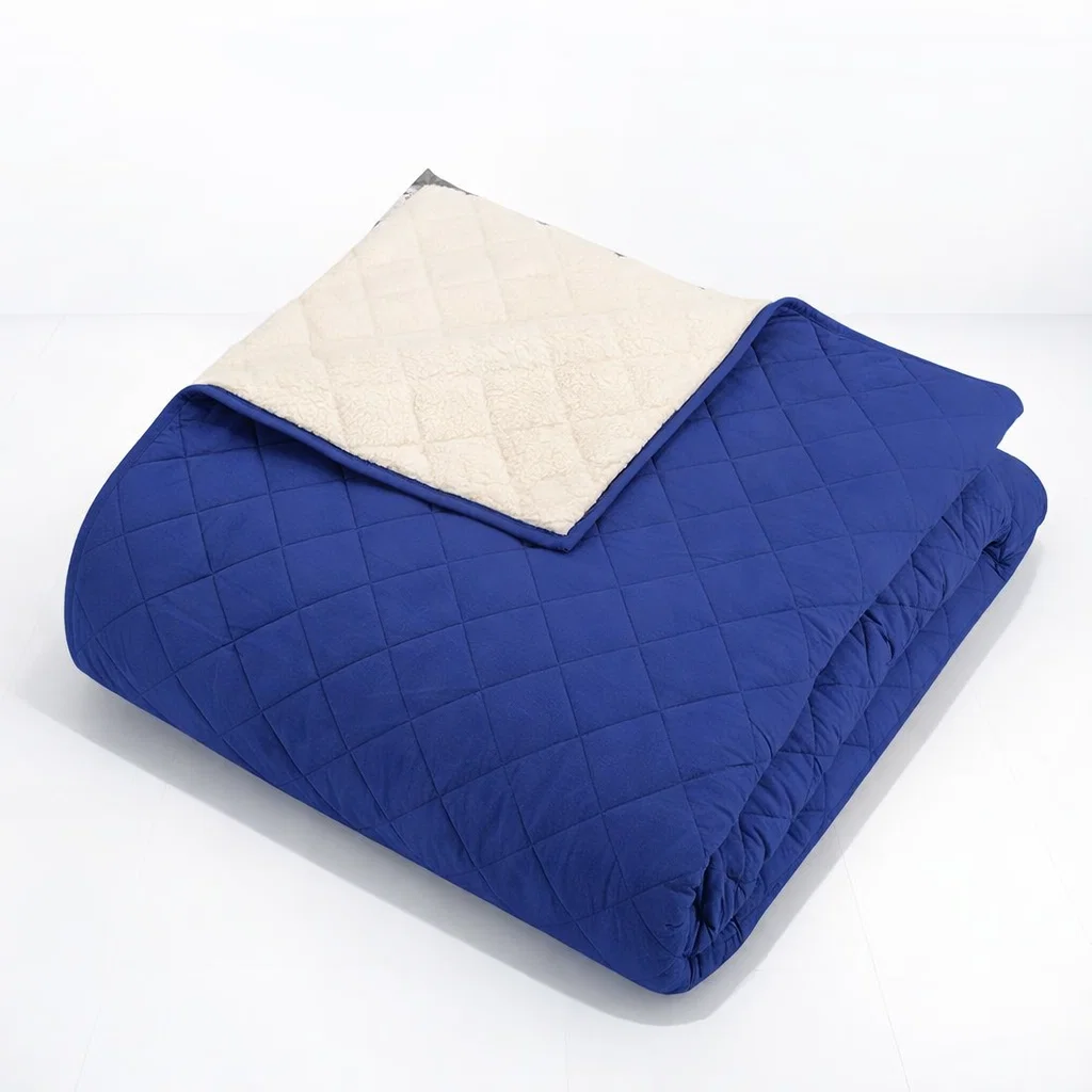 Quilt Velvet Termico Sherpa Azul KING