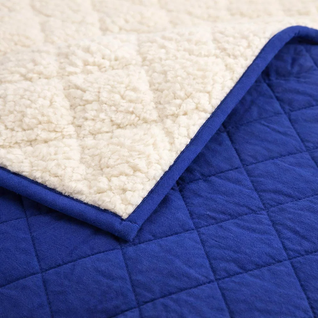 Quilt Velvet Termico Sherpa Azul KING