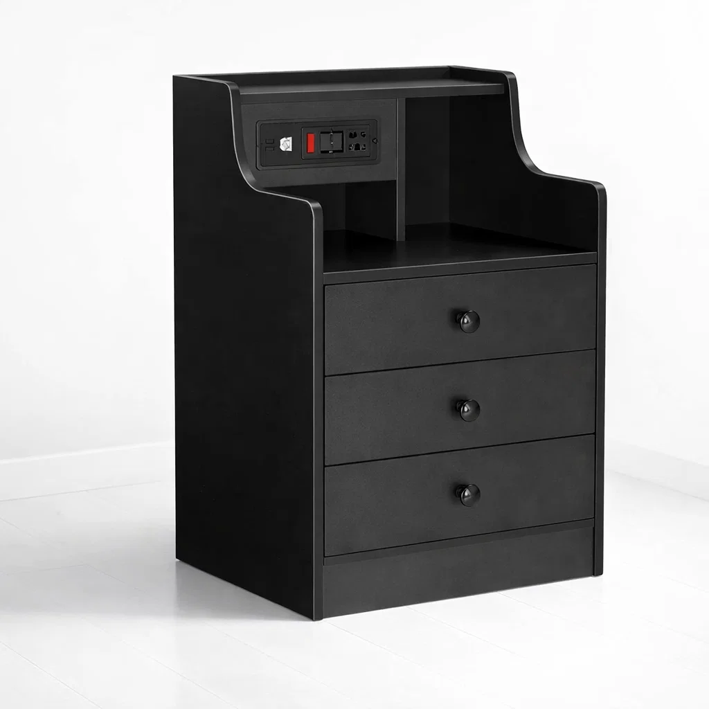Velador Urbano Smart con Enchufe Integrado Negro de 3 Cajones