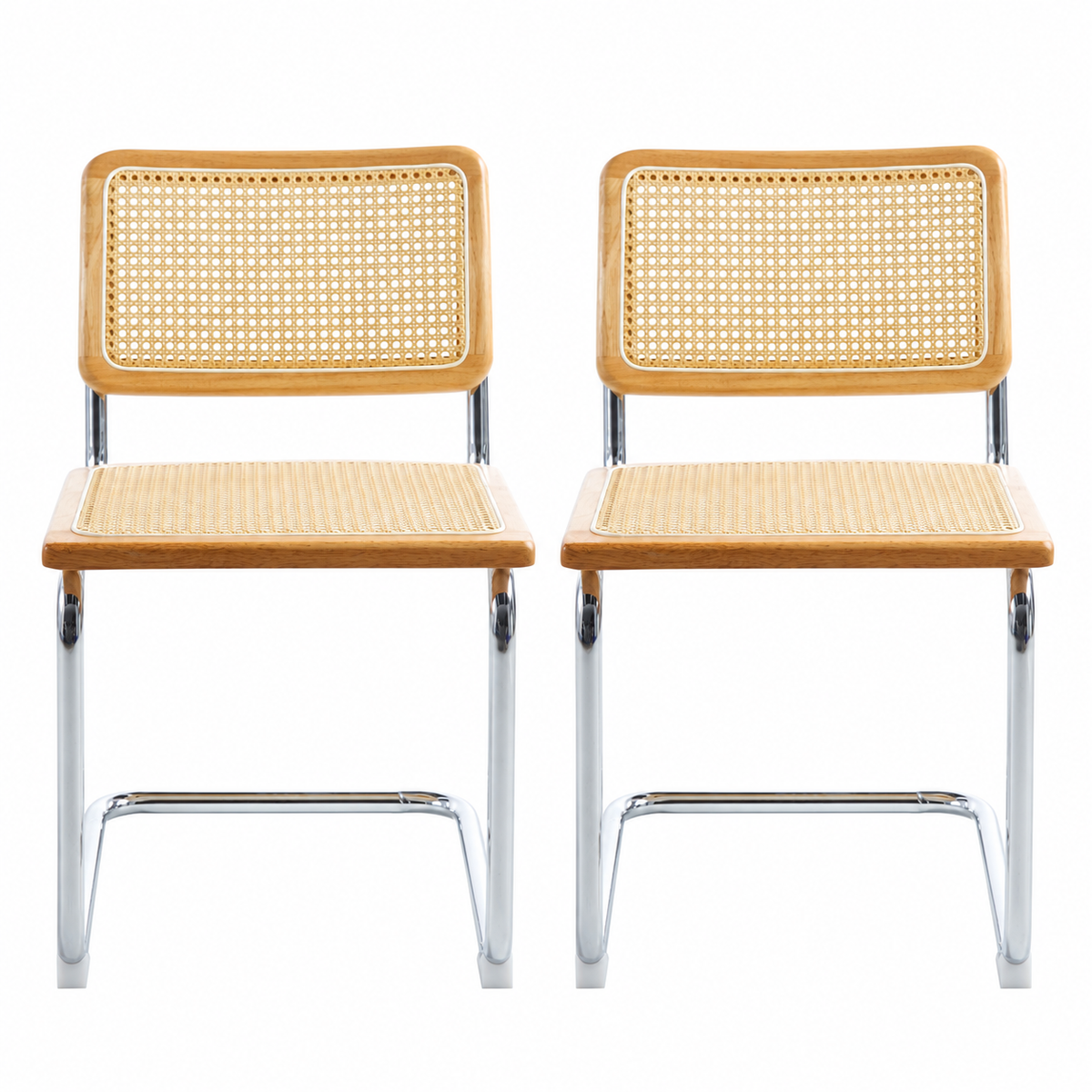 Pack de 2 Sillas Breuer Madera y Rattan - Madera
