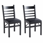 Pack de 2 Sillas Industrial Plegable con Marco Negro y Tapizado Sintético