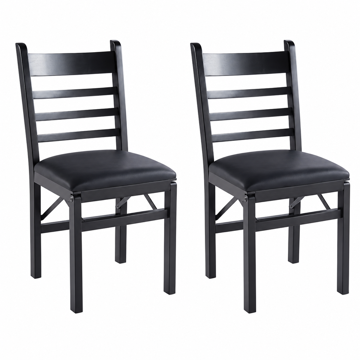Pack de 2 Sillas Industrial Plegable con Marco Negro y Tapizado Sintético