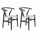 Pack de 2 Sillas Wishbone Madera e Hilo de Cuerda - Negra