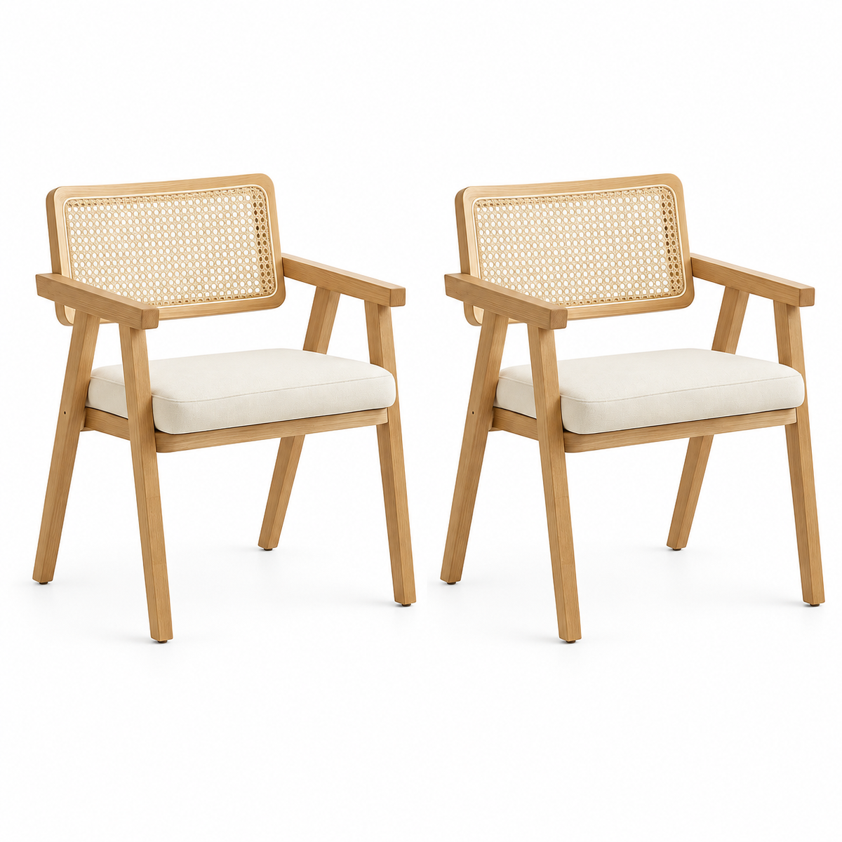 Pack de 2 Sitiales Acolchado Chandigarh Butaca Rattan - Madera