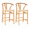 Pack de 2 Taburetes Wishbone Madera y Hilo de Cuerda - Natural