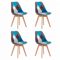 Pack de 4 Sillas Eames Patchwork Wood - Celeste