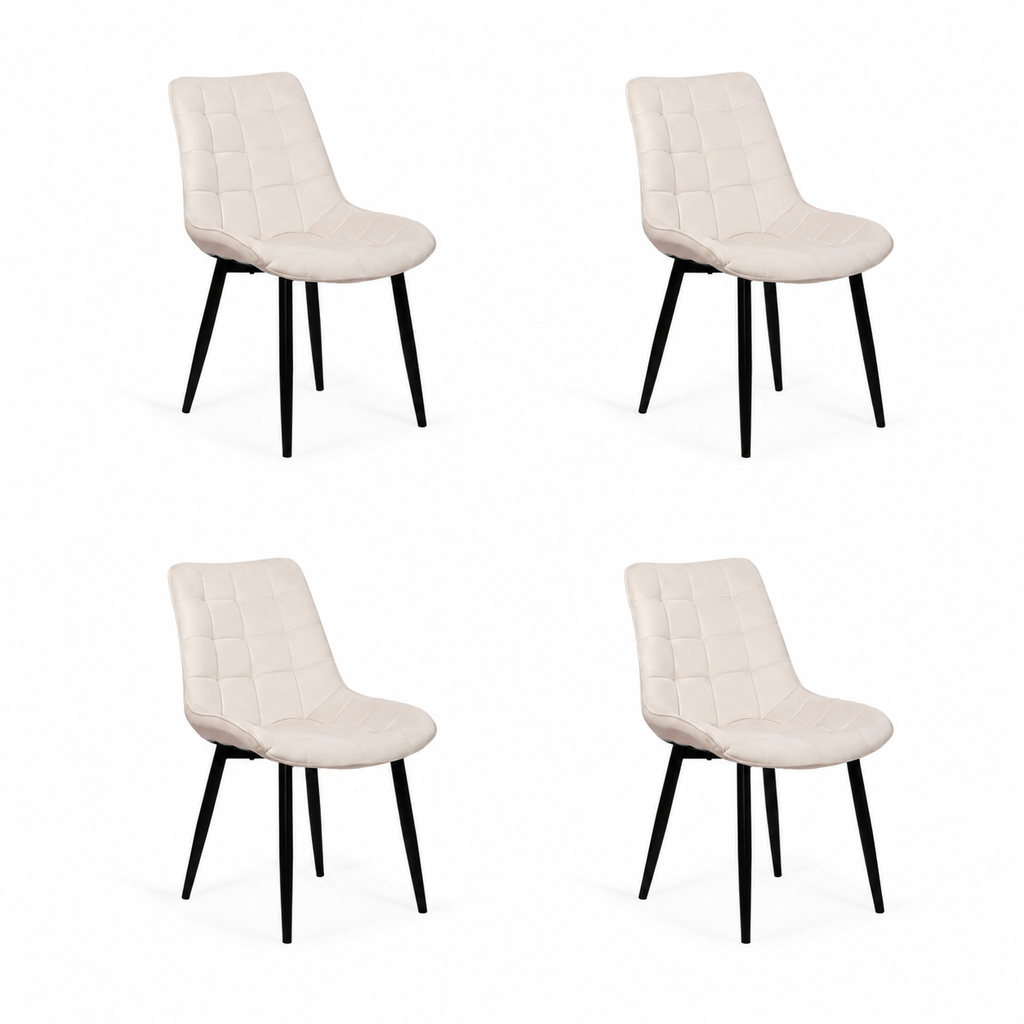 Pack de 4 Sillas Macron Terciopelo - Beige