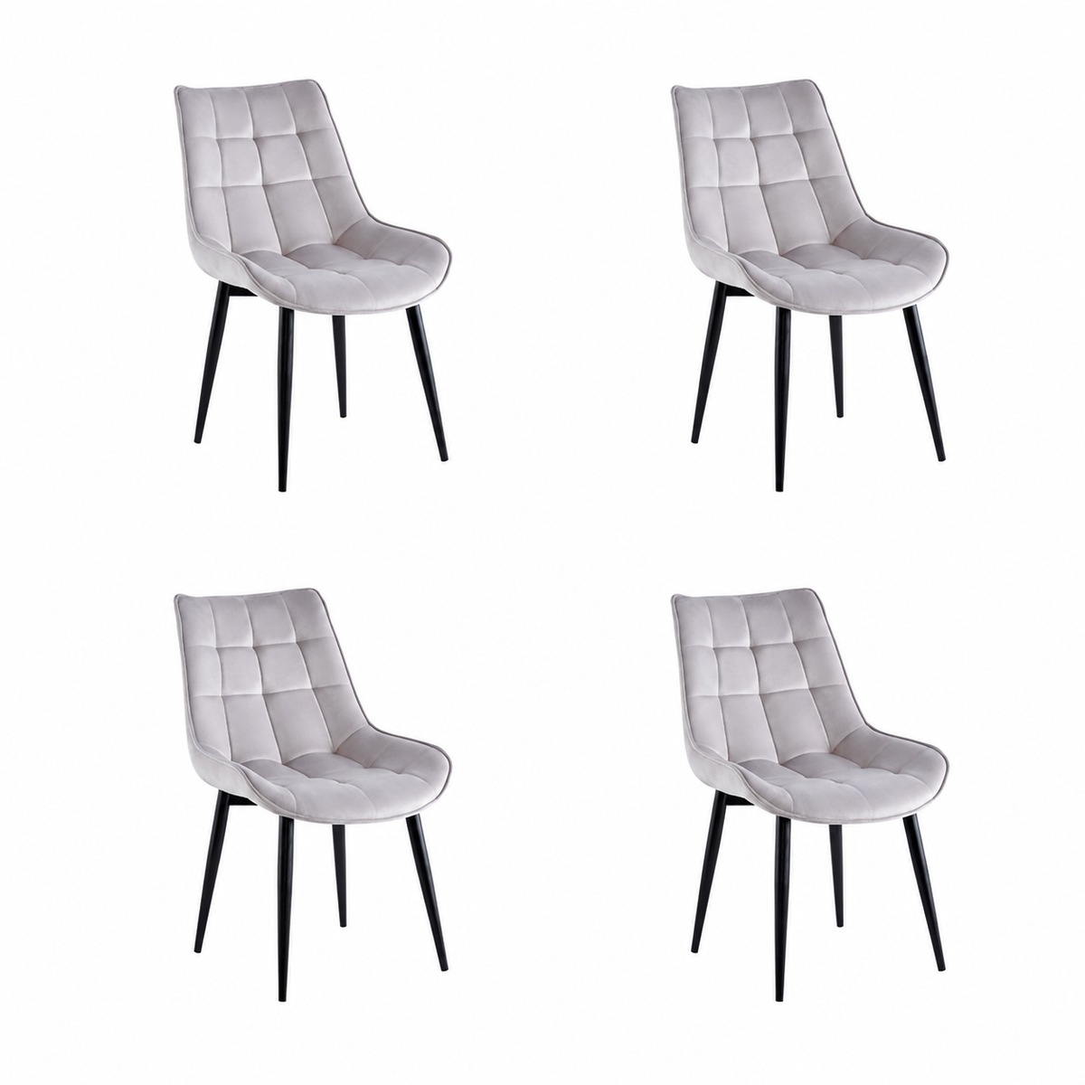 Pack de 4 Sillas Macron Terciopelo - Gris