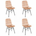 Pack de 4 Sillas de Comedor Terraza Rattan Grecia Color Madera
