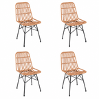 Pack de 4 Sillas de Comedor Terraza Rattan Grecia Color Madera